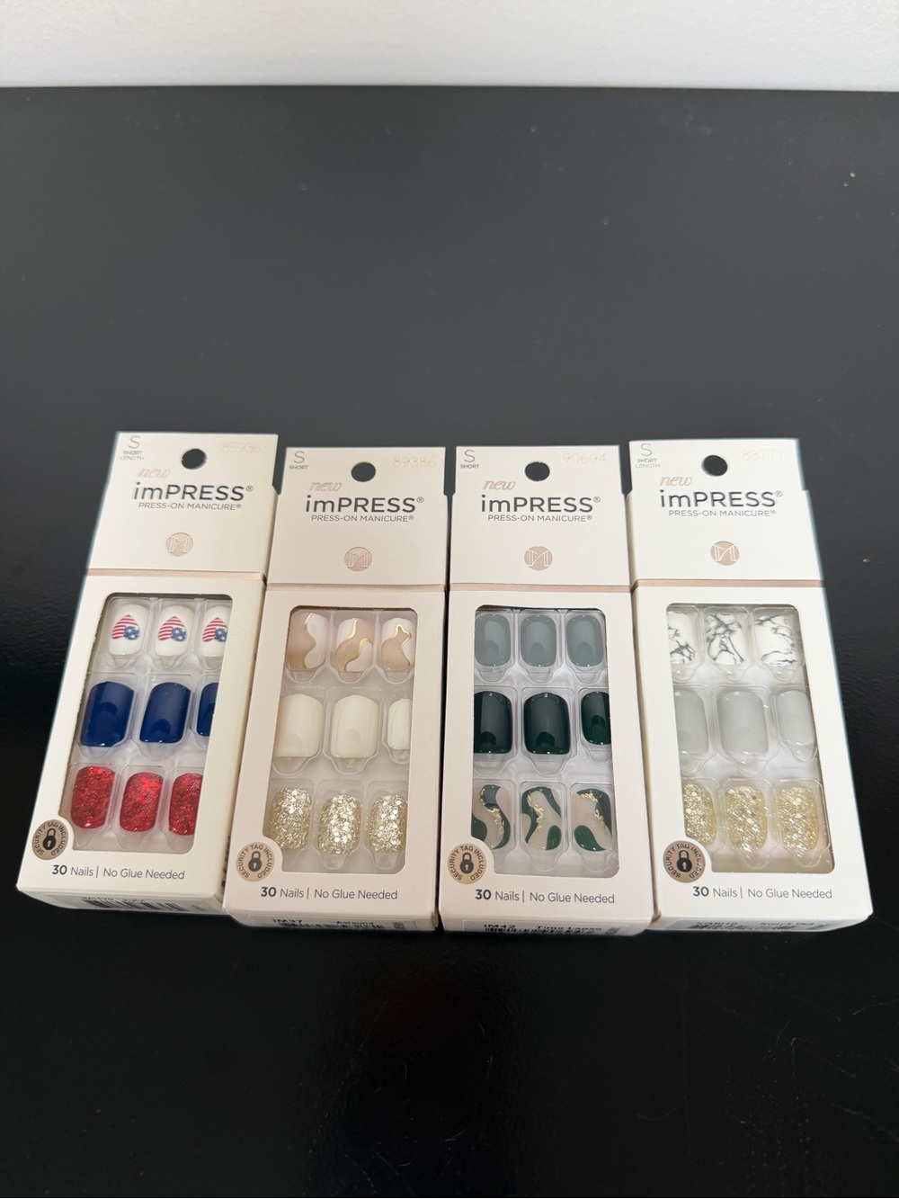 imPress Press-on Nails Short Square no glue needed - Lot of 4 gun patterns